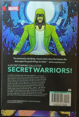 Secret Warriors Vol. 1 : Secret Empire TPB Marvel 2017 Rosenberg SHIELD Quake