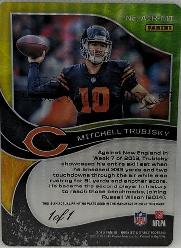 MITCHELL TRUBISKY 2019 Panini Rookies Stars Airborne PRINTING PLATE SP 1/1 Bears