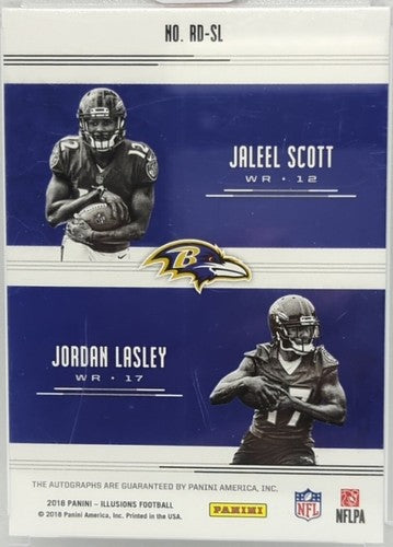Jaleel SCOTT Jordan LASLEY 2018 Panini Illusions RC DUAL AUTO GOLD SP /25 Ravens