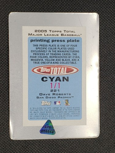 DAVE ROBERTS 2005 Topps Total #1/1 PRINTING PLATE Padres Red Sox Dodgers One of