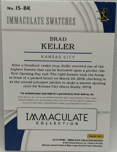 BRAD KELLER 2019 Panini Immaculate Jersey LAUNDRY TAG MAJESTIC LOGO PATCH #02/10
