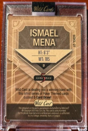 ISMAEL MENA 2023 Wild Card 5 Card Draw Classic RC AUTO GOLD #1/1 Chicago Cubs of