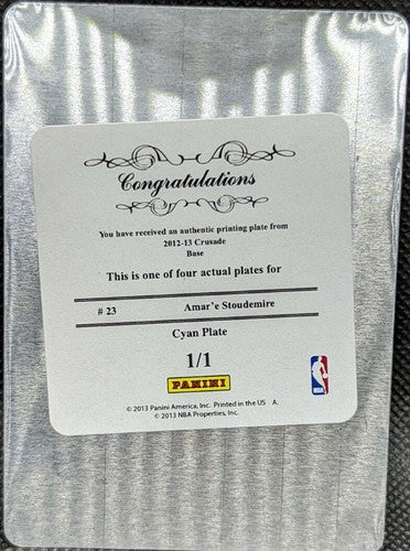 AMARE STOUDEMIRE 2012-13 Panini Crusade PRINTING PLATE SP #1/1 Knicks Suns Heat