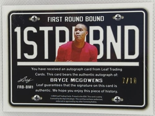 BRYCE McGOWENS 2021-22 Leaf Metal First Round Bound RC AUTO Pink SP #/10 Hornets