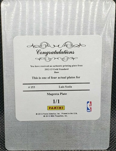 LUIS SCOLA 2012-13 Panini Gold Standard PRINTING PLATE #1/1 Suns Rockets One of