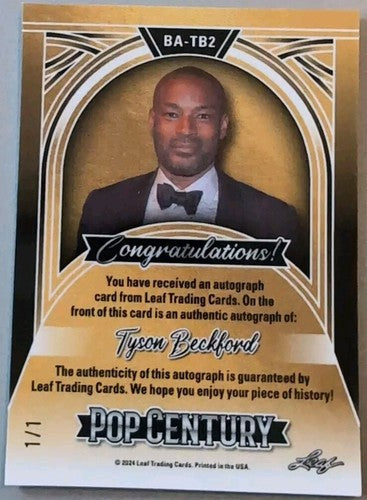 TYSON BECKFORD 2024 Leaf Pop Century AUTO SILVER MOJO SP #1/1 of Celebrity Model