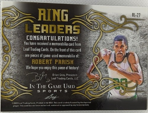 ROBERT PARISH 2022 Leaf In The Game Used DUAL Worn JERSEY RED SP #16/20 Celtics