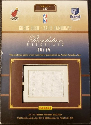 Chris BOSH Zach RANDOLPH 2012-13 Panini Timeless Treasures Dual Jersey #/75 Heat