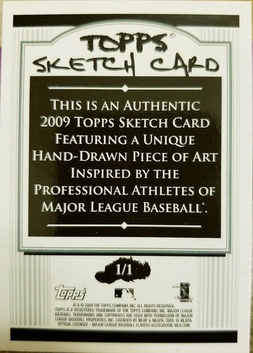 AKINORI IWAMURA 2009 Topps Authentic Sketch Card Art Artist AUTO SP #1/1 of Rays