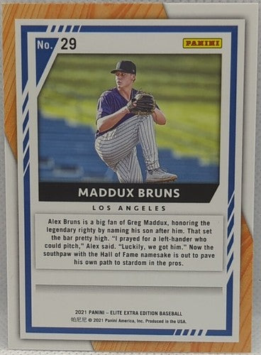 MADDUX BRUNS 2021 Panini Elite Extra BLUE STARBURST FIREWORKS RC SP #/17 Dodgers
