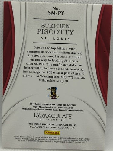 STEPHEN PISCOTTY 2017 Panini Immaculate DUAL Jersey LOGO PATCH SP #/10 Cardinals