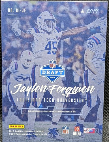 JAYLON FERGUSON 2019 Panini Luminance Rookie Ink RC AUTO PINK SP #2/5 Ravens