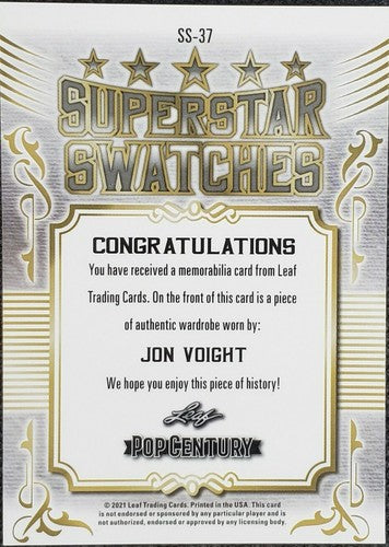 JON VOIGHT 2021 Leaf Pop Century Superstar Swatch JUMBO Wardrobe PATCH Relic /30