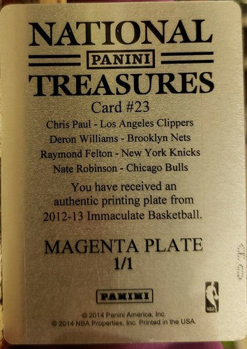 Chris PAUL Deron WILLIAMS 2013-14 Immaculate Quad Jersey PRINTING PLATE 1/1 of 1
