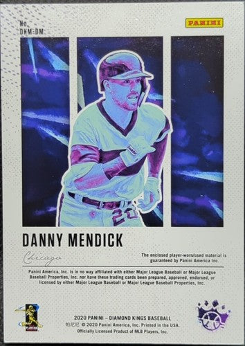 DANNY MENDICK 2020 Panini Diamond Kings DUAL Jersey White Sox LOGO PATCH #1/1 of
