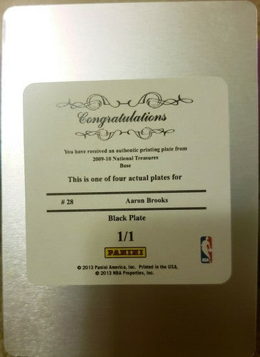 AARON BROOKS 2009-10 Playoff National Treasures PRINTING PLATE #1/1 of 1 Rockets