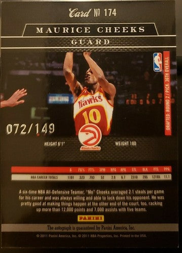 MAURICE MO CHEEKS 2010-11 Panini Elite Black Box AUTO Autograph SP #/149 Hawks