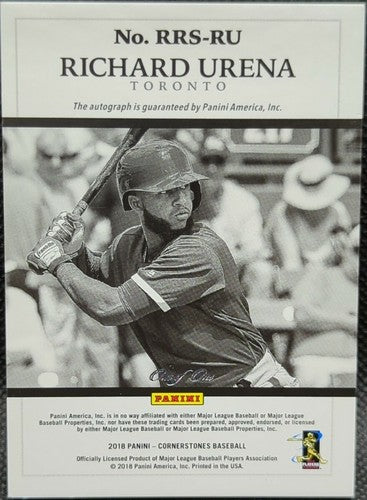 RICHARD URENA 2018 Panini Cornerstones RC Reserve AUTO Onyx 1/1 Blue Jays One of