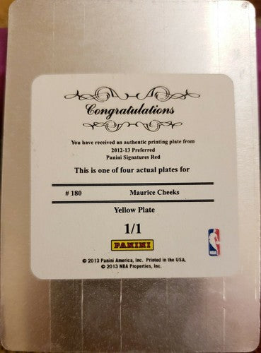 MAURICE CHEEKS 2012-13 Panini Preferred Red PRINTING PLATE #1/1 Mo 76ers Sixers