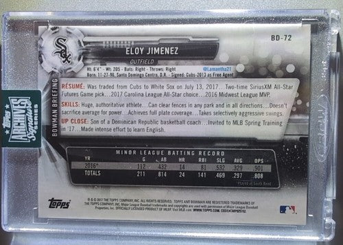 ELOY JIMENEZ 2024 Topps Archives 2017 Bowman Draft RC AUTO SP 1/1 Cubs White Sox