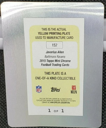 JAVORIUS ALLEN 2015 Topps Chrome Mini RC PRINTING PLATE SP #1/1 Ravens NY Giants