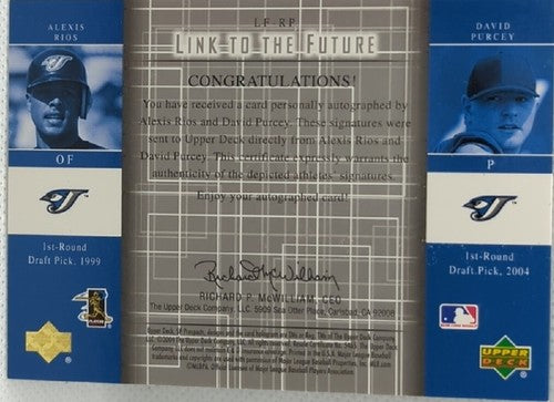 Alex RIOS David PURCEY 2004 Upper Deck SP Prospects RC DUAL AUTO #/100 Blue Jays