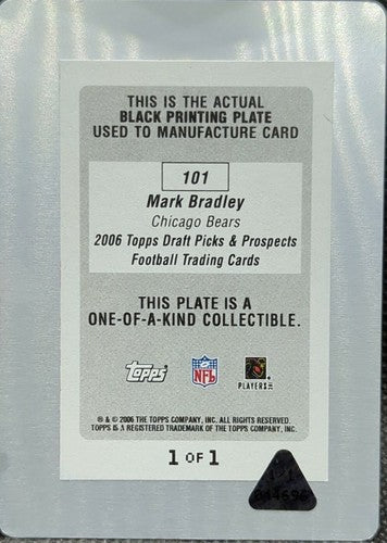 MARK BRADLEY 2006 Topps Draft Picks Prospects PRINTING PLATE SP 1/1 Bears One of