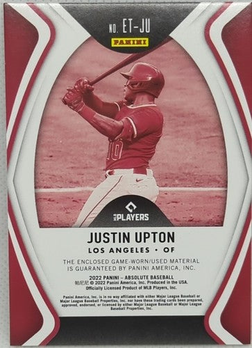 JUSTIN UPTON 2022 Panini Absolute Jersey Relic PATCH SP #/49 Angels Diamondbacks