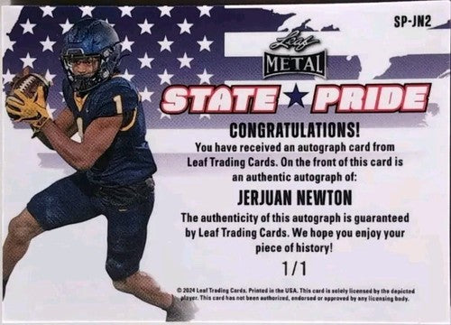 JERJUAN NEWTON 2024 Leaf Metal AUTO BLUE SKY WAVE PRIZM SP #1/1 Toledo Rockets