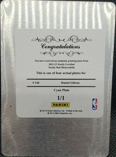 DANIEL GIBSON 2012-13 Panini Totally Certified PRINTING PLATE SP 1/1 Cavs One of