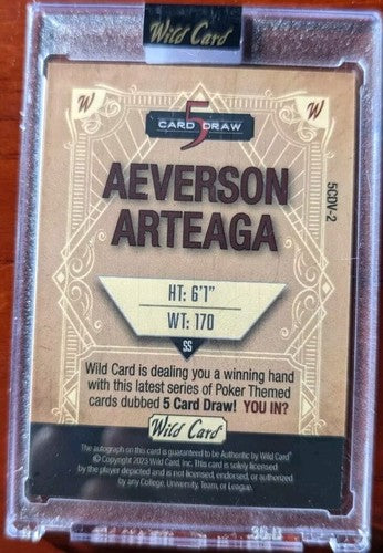 AEVERSON ARTEAGA 2023 Wild Card 5 Card Draw Vintage RC AUTO BLACK #1/1 Giants of