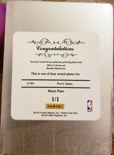 PERRY JONES III 2012-13 Preferred Rookie PRINTING PLATE #1/1 National Treasures