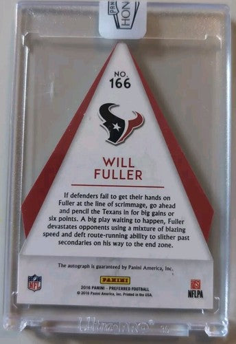 WILL FULLER V 2018 Panini Honors Recollection 2016 Preferred RC AUTO #1/1 Texans