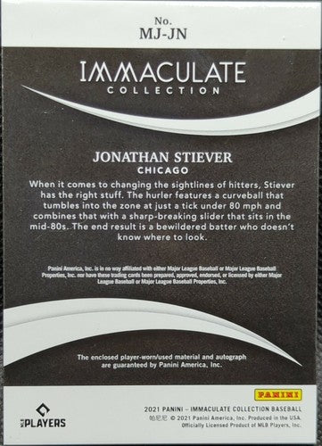 JONATHAN STIEVER 2021 Panini Immaculate DUAL Eye Black AUTO BUTTON PATCH SP #6/6