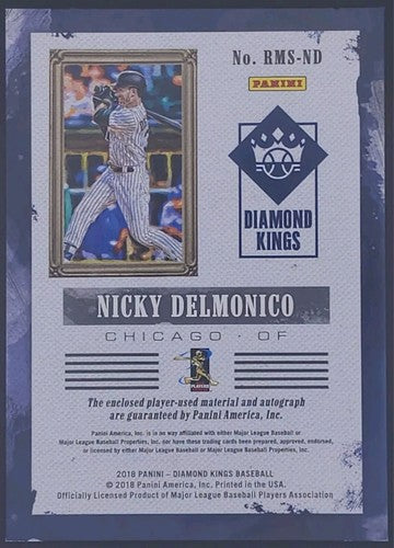 NICKY DELMONICO 2018 Panini Diamond Kings AUTO DUAL Jersey PATCH #6/15 White Sox