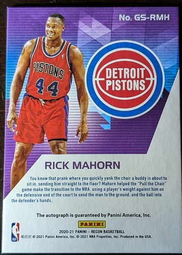 RICK MAHORN 2020-21 Panini Recon Glorified RED AUTO /99 Bad Boys Detroit Pistons