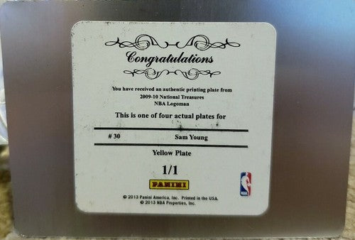SAM YOUNG 2009-10 National Treasures Logoman PRINTING PLATE SP #1/1 of 1 2012-13