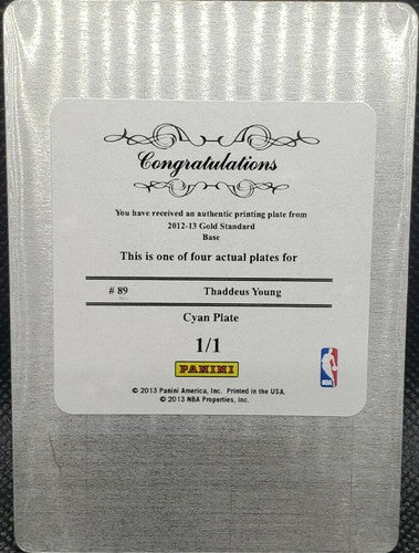 THADDEUS YOUNG 2012-13 Panini Gold Standard PRINTING PLATE SP #1/1 76ers One of