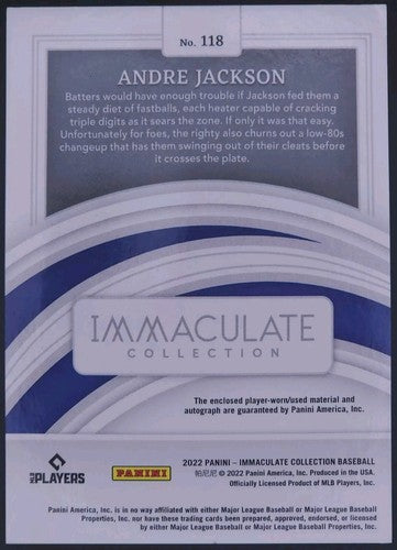 ANDRE JACKSON 2022 Panini Immaculate AUTO JUMBO Jersey LOGO PATCH #01/10 Dodgers