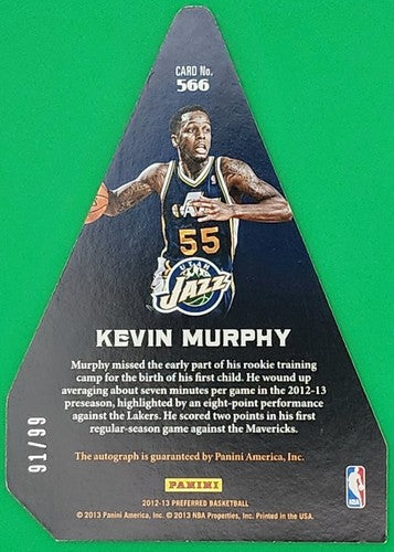 KEVIN MURPHY 2012-13 Panini Preferred Crown Royale Die Cut RC AUTO SP #/99 Jazz