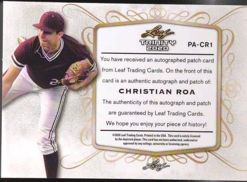 CHRISTIAN ROA 2020 Leaf Trinity DUAL AUTO Jersey LAUNDRY TAG LOGO PATCH /75 Reds