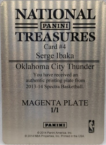 SERGE IBAKA 2013-14 Panini Spectra PRINTING PLATE SP #1/1 Raptors Clippers Bucks
