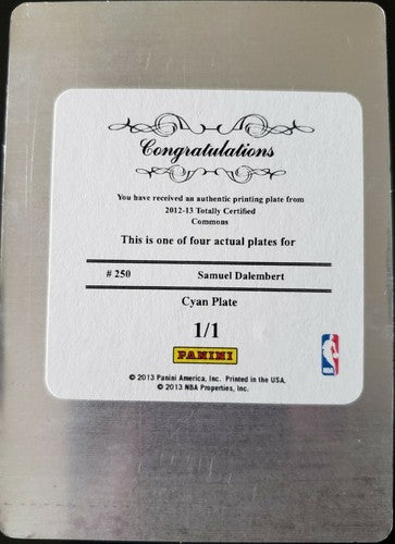 SAMUEL DALEMBERT 2012-13 Totally Certified PRINTING PLATE 1/1 of 1 Bucks Rockets