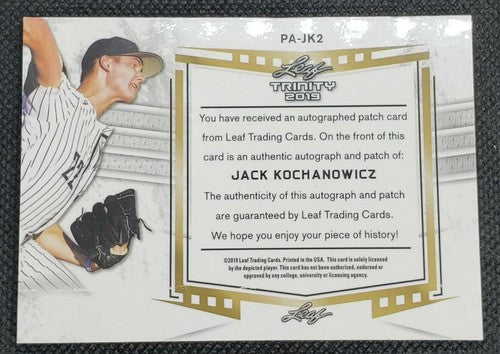 JACK KOCHANOWICZ 2019 Leaf Trinity AUTO JUMBO JERSEY BUTTON PATCH Red /10 Angels