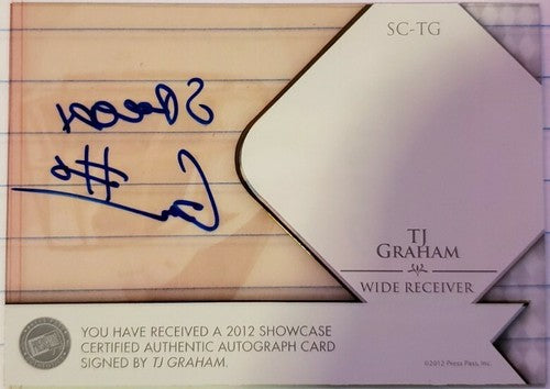 T.J. GRAHAM 2012 Press Pass Showcase AUTO SP #/149 Nickname Inscription Bills TJ