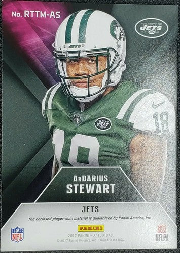 ArDARIUS STEWART 2017 Panini XR RC TRIPLE Jersey Jets LOGO PATCH Green SP #/5 NY