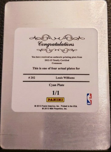 LOU WILLIAMS 2012-13 Panini Totally Certified PRINTING PLATE #1/1 Clippers Louis
