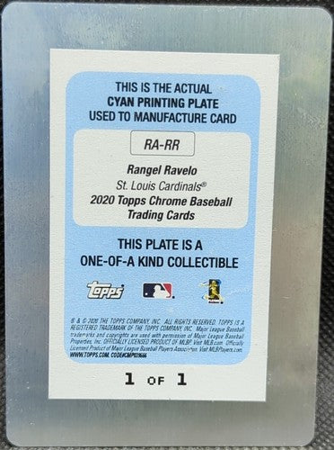 RANGEL RAVELO 2020 Topps Chrome RC AUTO PRINTING PLATE SP #1/1 Cardinals One of