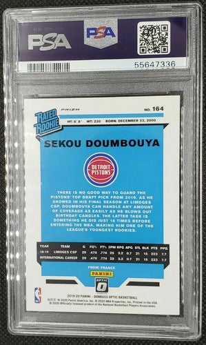 SEKOU DOUMBOUYA 2019-20 Panini Donruss Optic PURPLE PRIZM RC Rookie PSA 9 MINT