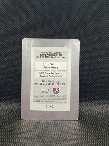 ETHAN MARTIN 2010 Topps Pro Debut 2 ToTT RC PRINTING PLATE SP #1/1 Dodgers 66ers